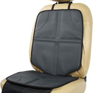 Leather Car Seat Protector for Booster Durable Waterproof Protector Mat Large Auto Seat Cover with Storage Pocket for Child Toddler Safety Seat Baby Basket (Black)