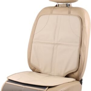 Leather Car Seat Protector for Booster Durable Waterproof Protector Mat Large Auto Seat Cover with Storage Pocket for Child Toddler Safety Seat Baby Basket (Beige)