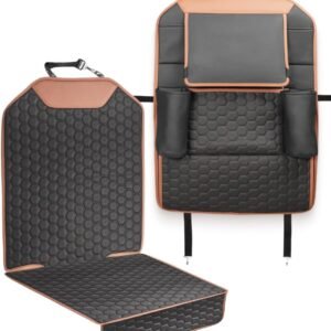 Set Car Seat Organizer Backseat Back Organizers & Seat Protector Kick Mat Back Of Seat Protector Automotive Organizer Seatback Toy Organization For Kids Behind Black Brown Tan