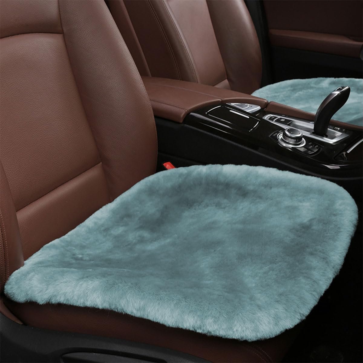 Sheepskin Car Seat Cushion, Soft Comfort Winter Driver Seat Cover, Fluffy Faux Fur Front Seat Pad, Car Seat Protector Pad for Office Chair, Universal Interior Accessory for Car SUV Truck (Grey)