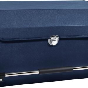 Car Trunk Organizer, Push-pull Handle, Leather Collapsible 2 Compartments Car Organizers with Lid, Car Trunk Storage Organizer, Suitable for All Kinds of Cars, SUV, Minivan (Large, Blue)