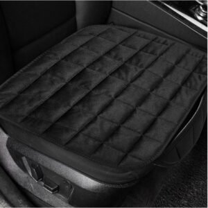 Car Seat Cushion, Soft Plush Auto Seat Cover with Non-Slip Silicone Bottom & Storage Pocket, Universal Breathable Vehicle Seat Cushion Pad for Car Truck SUV, Black