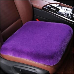 Sheepskin Car Seat Cushion, Comfortable Soft Fur Wool Auto Front Seat Cover, Vehicle Seat Protector Pad for Warm Winter Office Chair, Universal Decor Car Accessories (Purple)