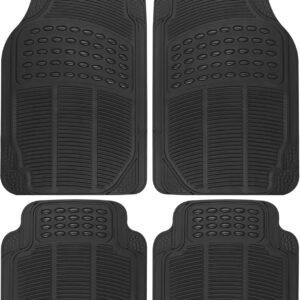 Floor Mats, 4-Piece All-Weather Car Mat with Universal Fit Design, Durable Rubber Car Floor Mats with Capture Ridges, Waterproof for Cars Trucks SUV (Black)