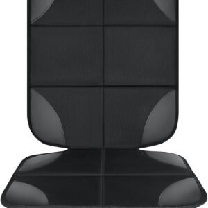 Baby Car Seat Protectors for Child Car Seat, Baby Car Seat Cover Waterproof 600D Fabric Padding Non-Slip Backing 2 Mesh Pockets, Carseat Protector for Travel Vehicles Baby Pets (Black-1pcs)