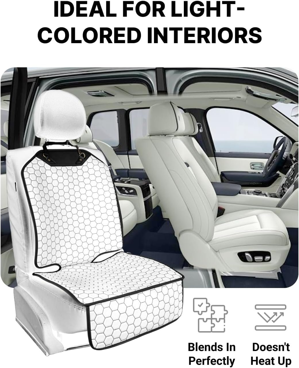 Premium Leather Car Seat Protector for Child Car Seat Cover from Dirt Scratches (White) - Image 2