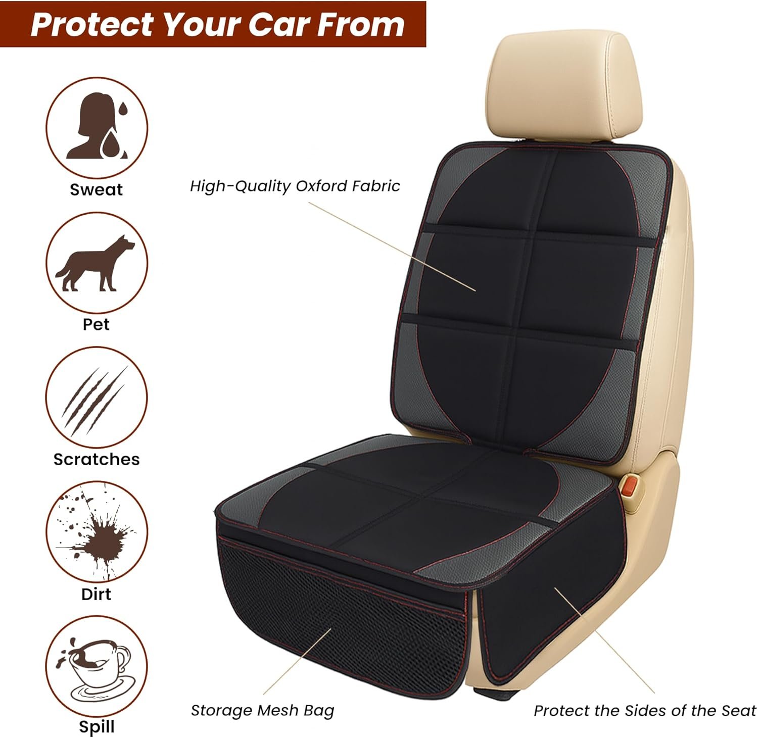Extra-large Car Seat Protector for Child Car Seat Protector Under Baby Car Seat,Car seat Protector Car Seat Cover Universal Durable Waterproof for Dog Vehicles,Thick Pad,Anti Slip Backing- Full Cover - Image 2