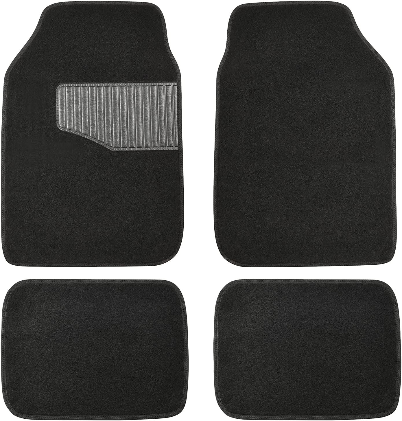 Universal Fit Rubber Carpet Floor Mats For Car SUV Van & Truck, 4 count (Pack of 1), Black, 25"L x 17.5"W (Front), 13"L x 17.5"W(Rear)