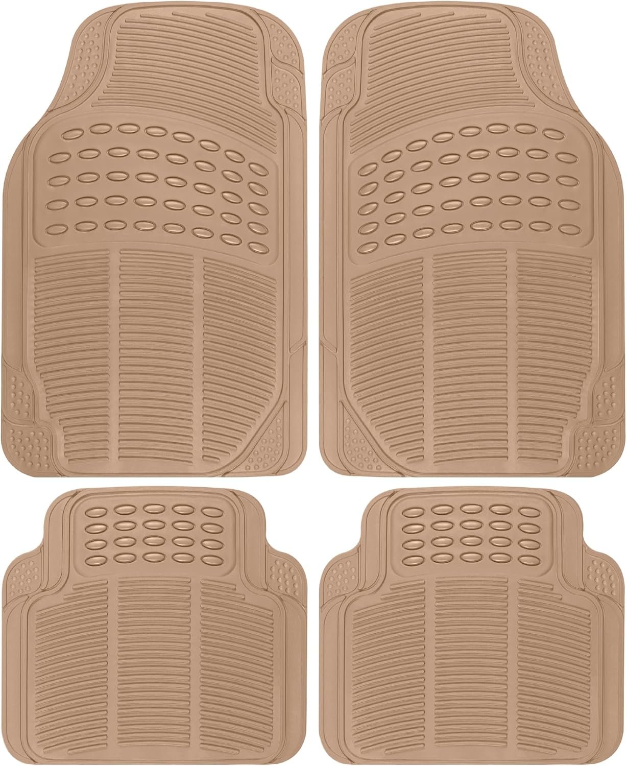 Heavy Duty 4pc Front & Rear Rubber Floor Mats for Car SUV Van & Truck-All Weather Protection Universal Fit