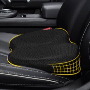 Wedge Car Seat Cushion: Memory Foam Truck Seat Cushion for Car Seat Driver - Sciatica and Back Pain Relief - Enhancing Driving Comfort -Black