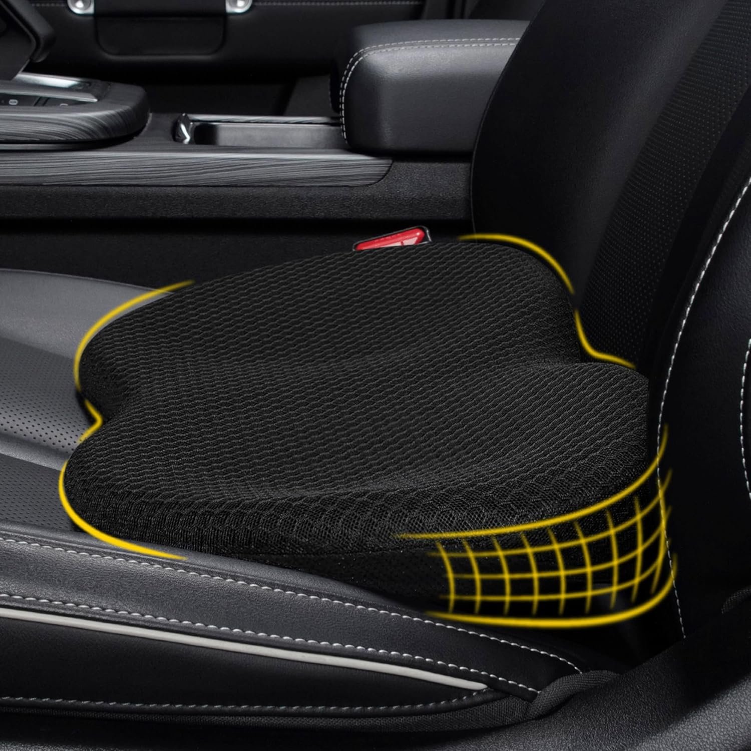 Wedge Car Seat Cushion: Memory Foam Truck Seat Cushion for Car Seat Driver - Sciatica and Back Pain Relief - Enhancing Driving Comfort -Black