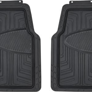 All-Season Floor Mats for Cars, SUVs and Trucks, Premium Rubber, All Weather Protection, Universal Trim to Fit, 2-Piece, Black