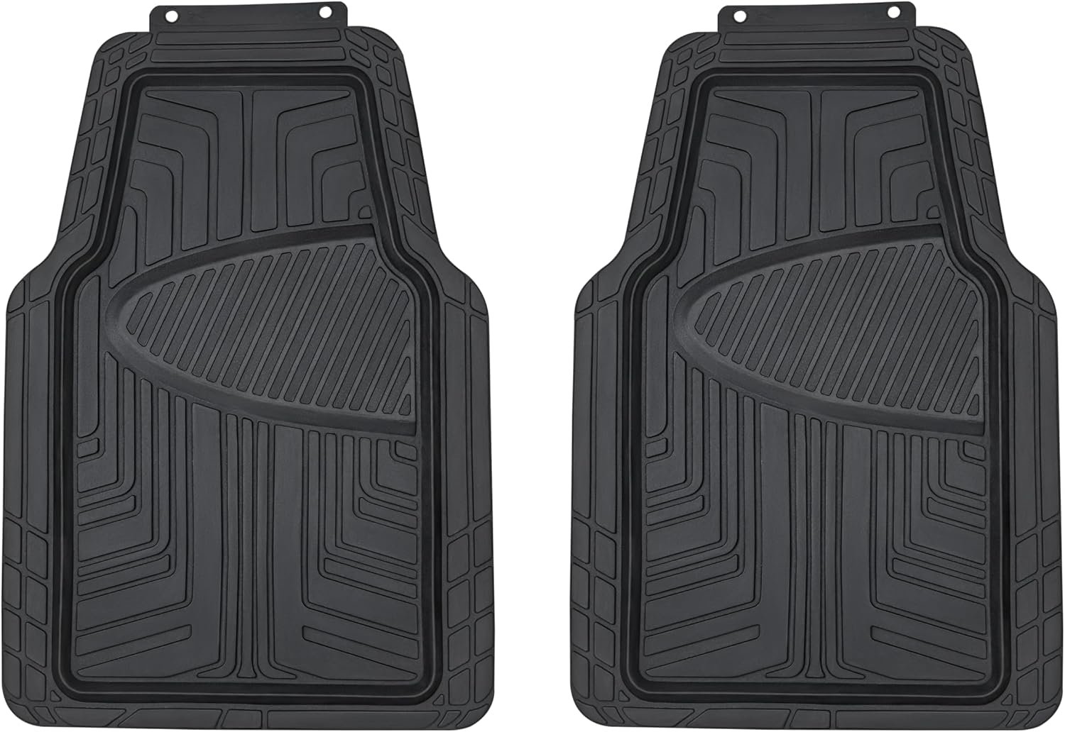 All-Season Floor Mats for Cars, SUVs and Trucks, Premium Rubber, All Weather Protection, Universal Trim to Fit, 2-Piece, Black