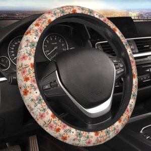 Retro Pigeon Flower Floral Steering Wheel Cover Universal Car Interior Accessories for Women Men 15 Inch Anti Slip Breathable Odorless Neoprene Decor Car   s Truck Protector