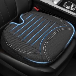 All-Season Car Seat Cushion for Comfortable & Safe Driving, Breathable Seat Cushion for Car with Ventilated Channel & Mesh Cover, Memory Foam for Sciatica, Tailbone & Back Pain Relief, Anti-Slip