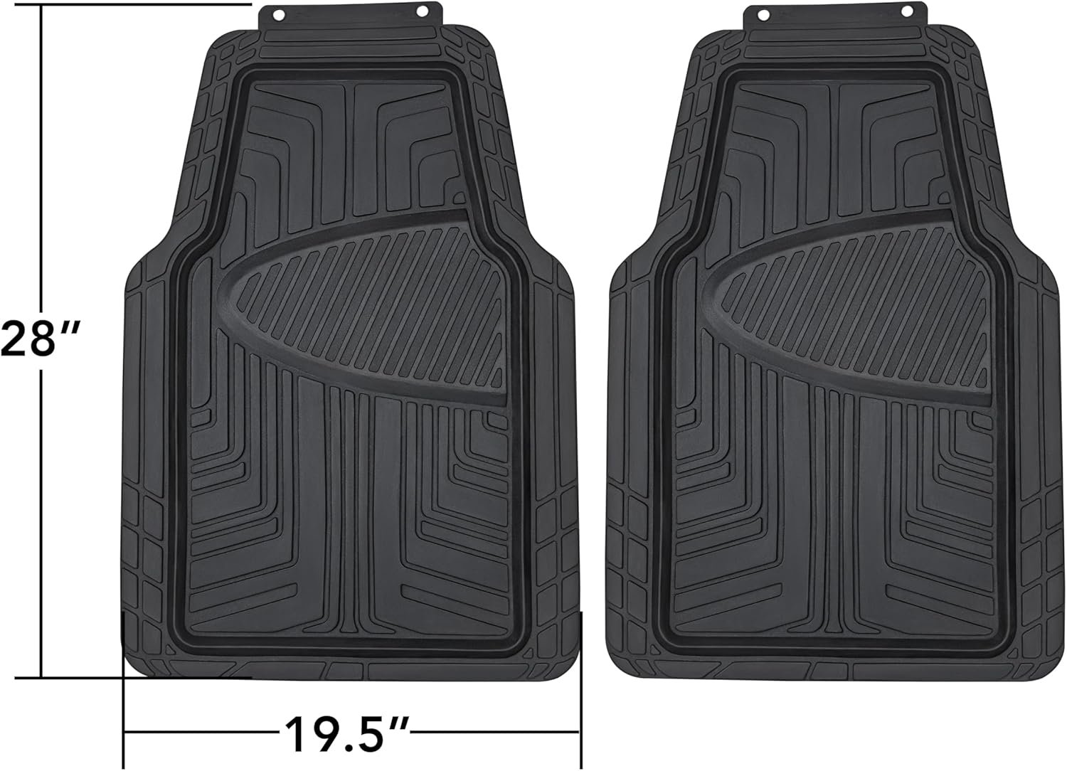 All-Season Floor Mats for Cars, SUVs and Trucks, Premium Rubber, All Weather Protection, Universal Trim to Fit, 2-Piece, Black - Image 2